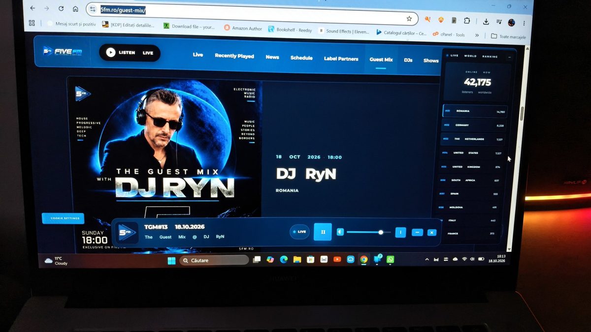 Contorul live 5fm.ro în timpul TGM#13, 18.10.2026, 18:13: 42.175 ascultători online